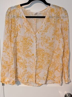 GAP Blouse with Yellow Floral Print